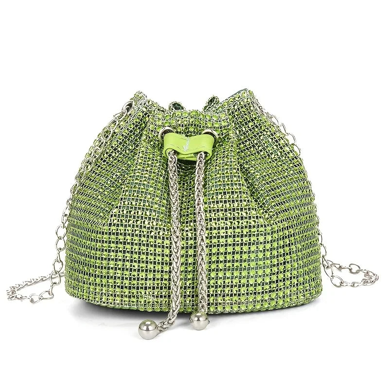 Women'S Crossbody Bag with Embellished Cord Strass, Multifunctional Bucket Bag Formal Daily Use