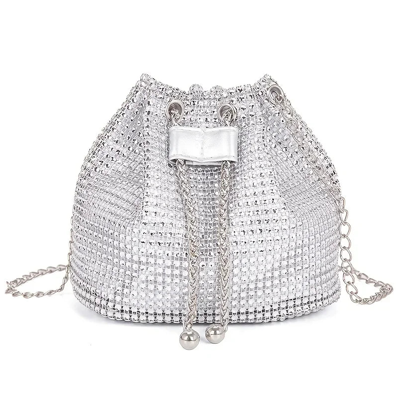 Women'S Crossbody Bag with Embellished Cord Strass, Multifunctional Bucket Bag Formal Daily Use