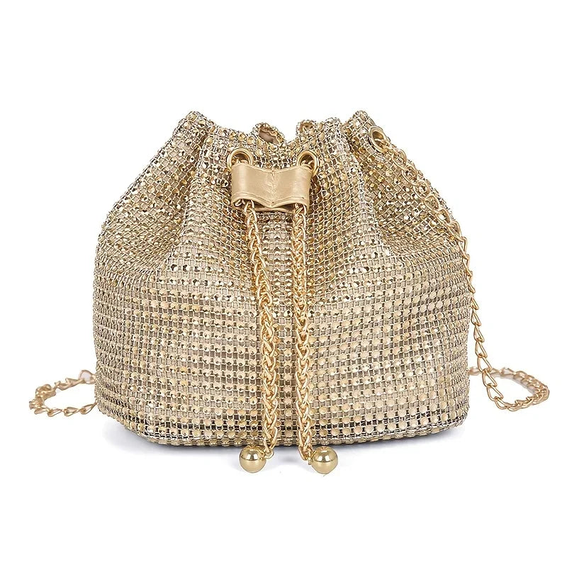 Women'S Crossbody Bag with Embellished Cord Strass, Multifunctional Bucket Bag Formal Daily Use