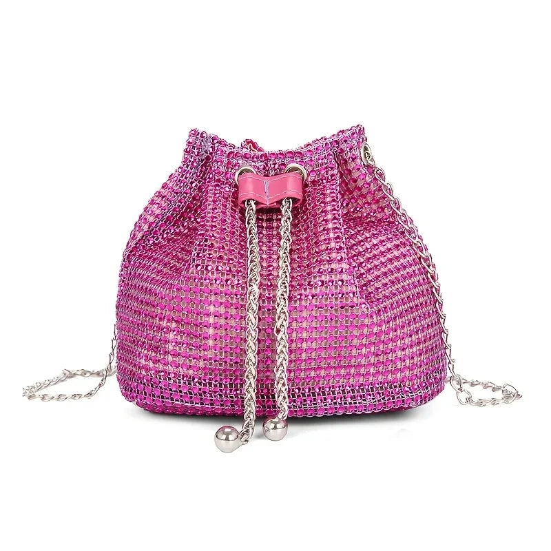 Women'S Crossbody Bag with Embellished Cord Strass, Multifunctional Bucket Bag Formal Daily Use